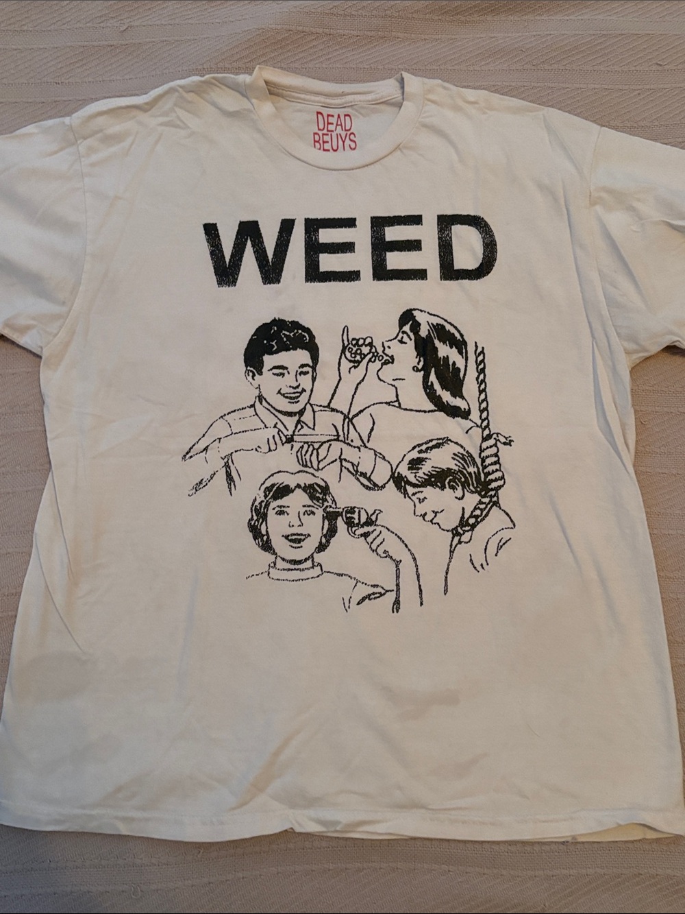 Vintage DEAD BEYUS XL WEED Graphic Tee with Black Print